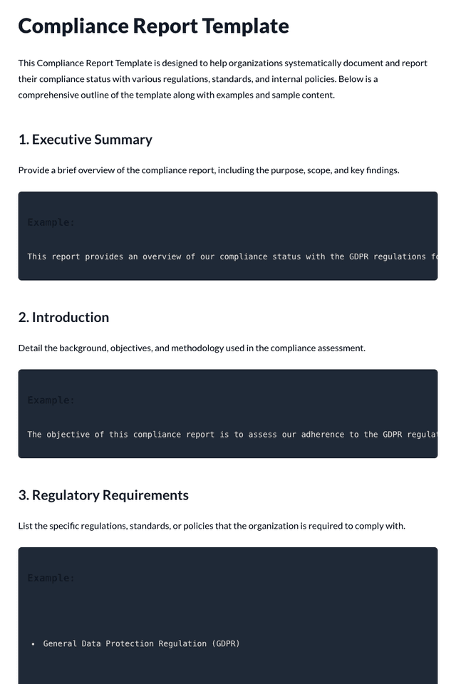 Compliance Report Template