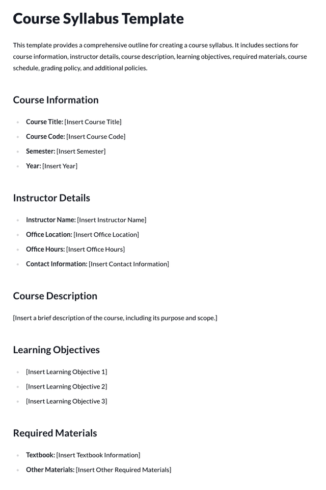 Course Syllabus Template