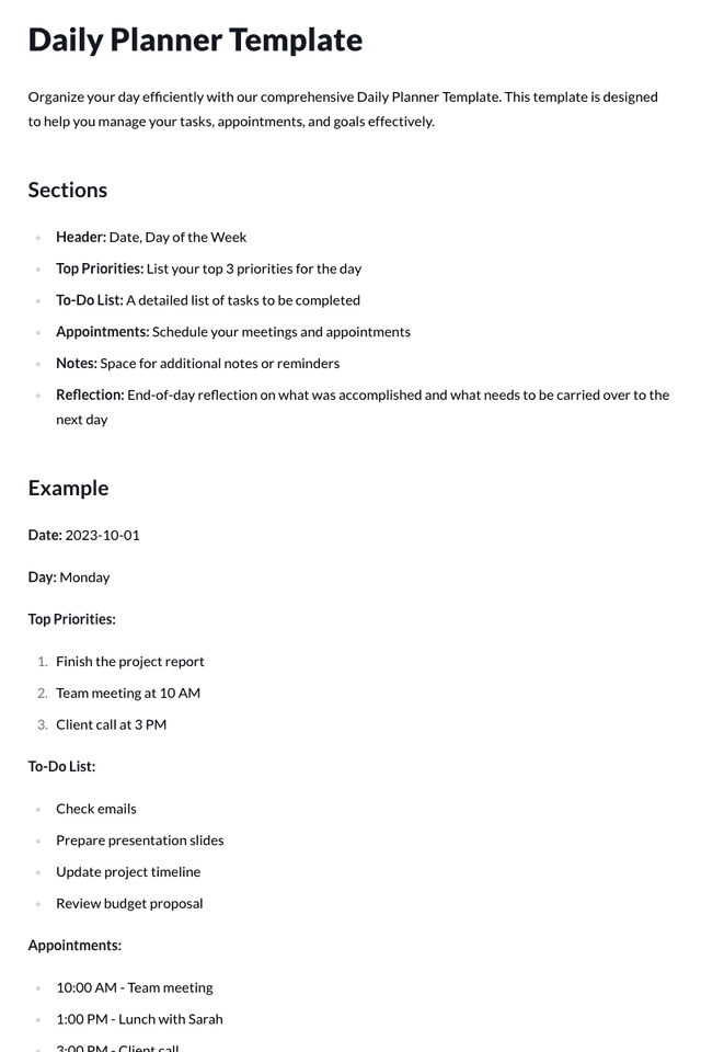 Daily Planner Template