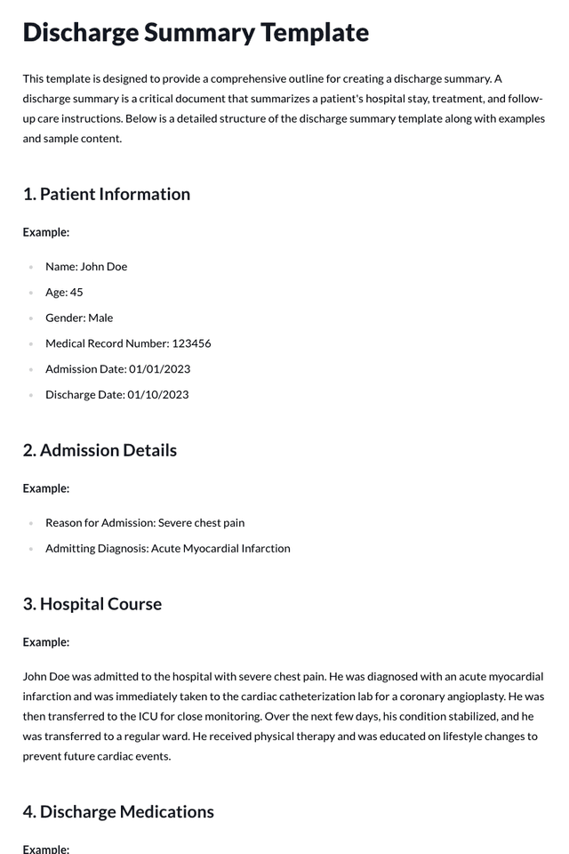 Discharge Summary Template