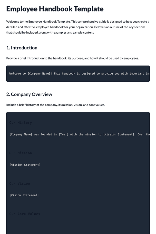 Employee Handbook Template