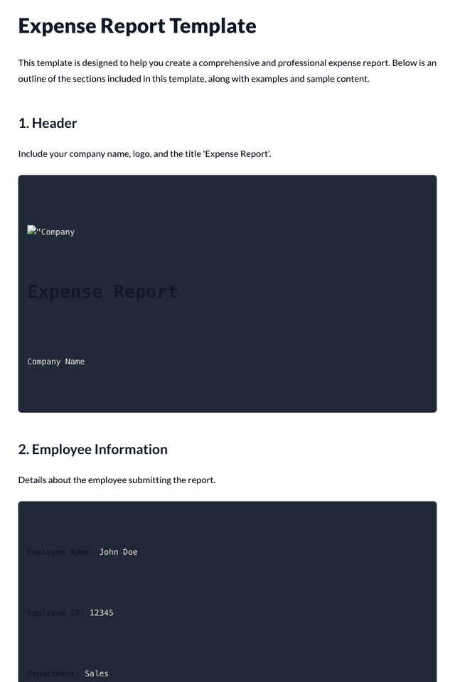 Expense Report Template