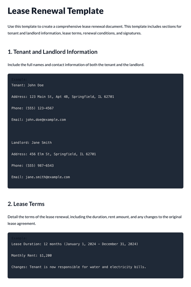 Lease Renewal Template