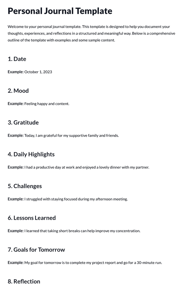 Personal Journal Template
