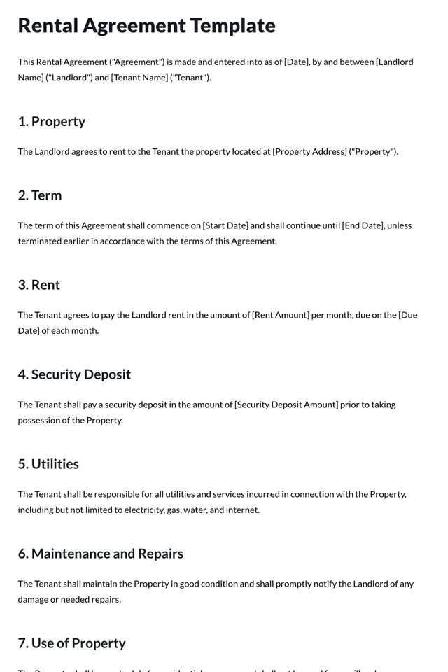 Rental Agreement Template