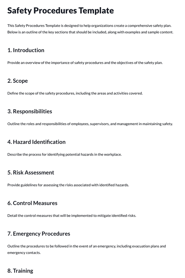 Safety Procedures Template