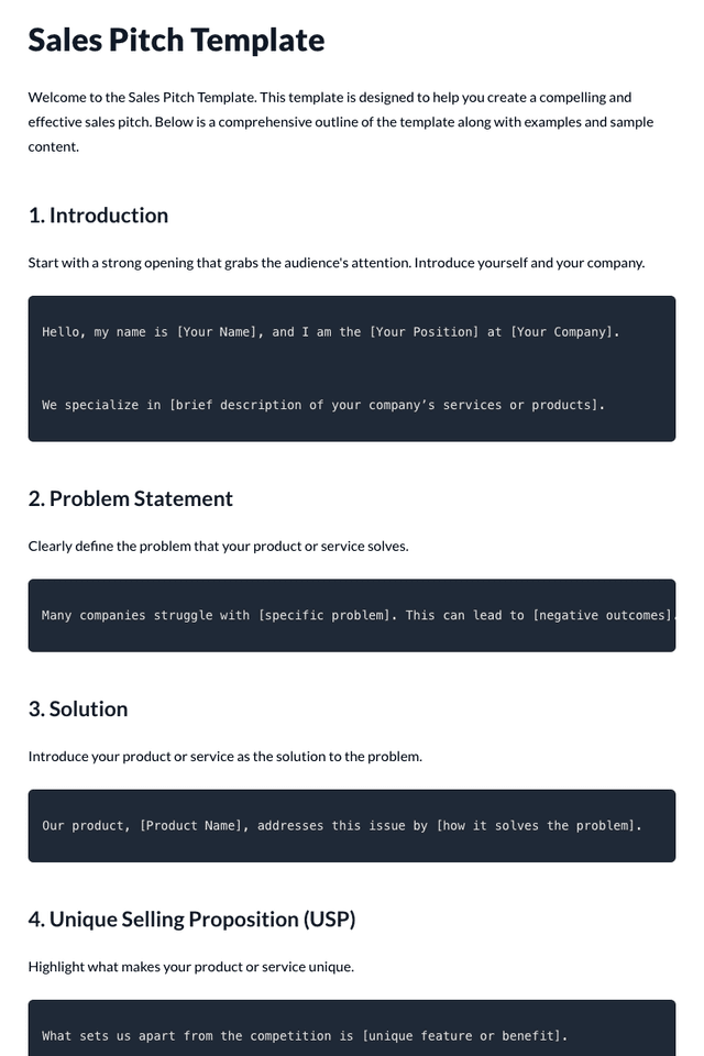 Sales Pitch Template