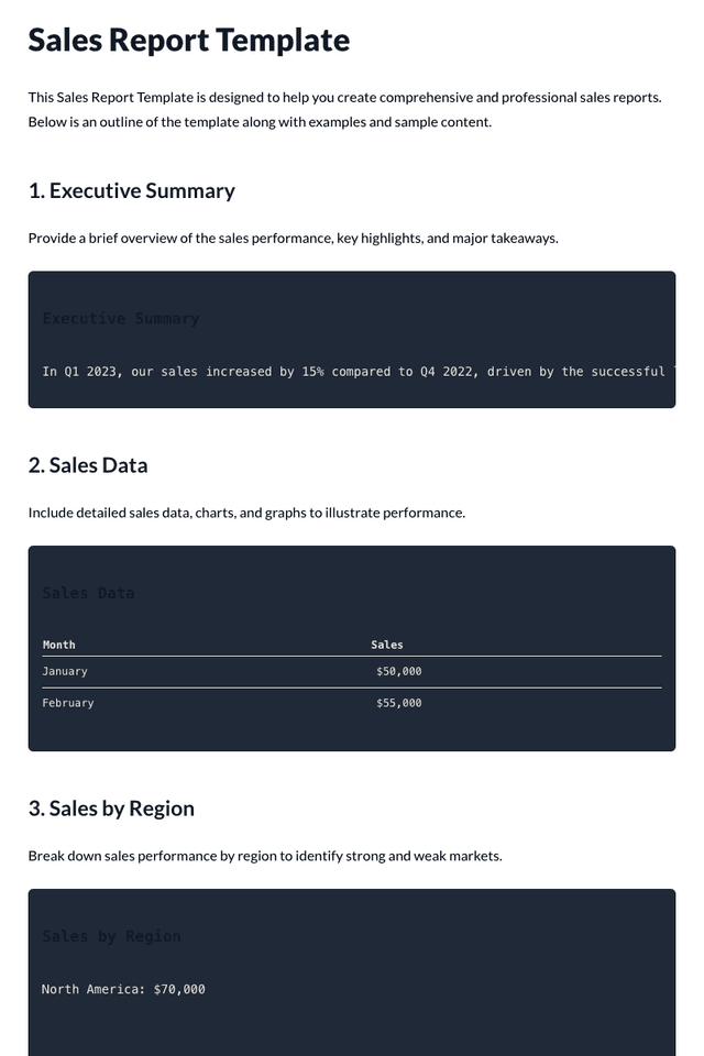 Sales Report Template