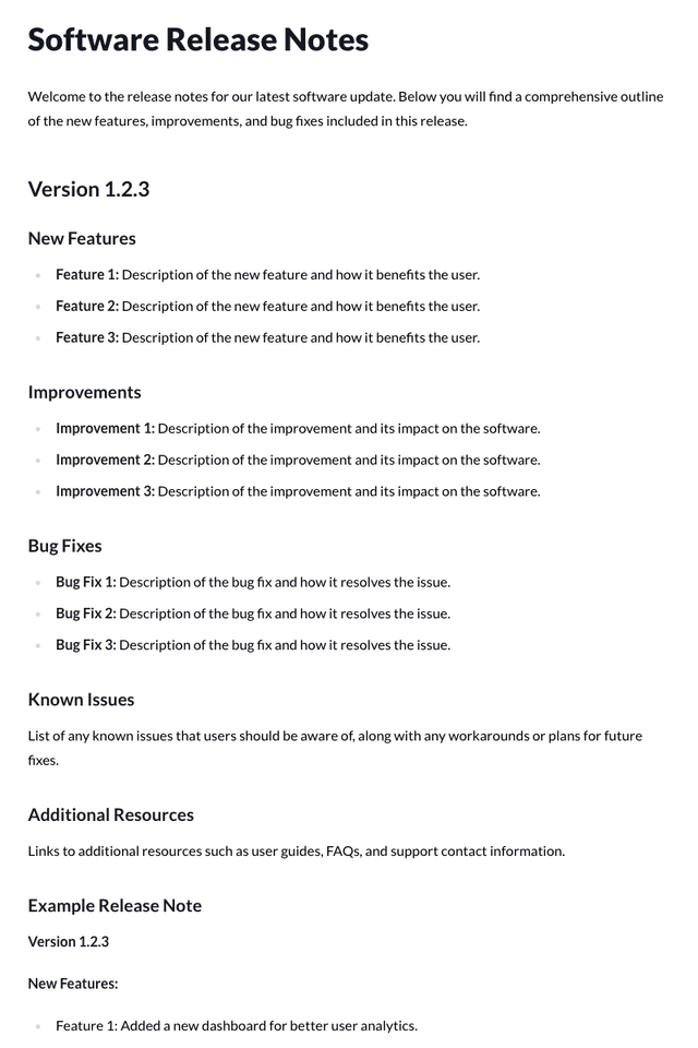 Software Release Notes