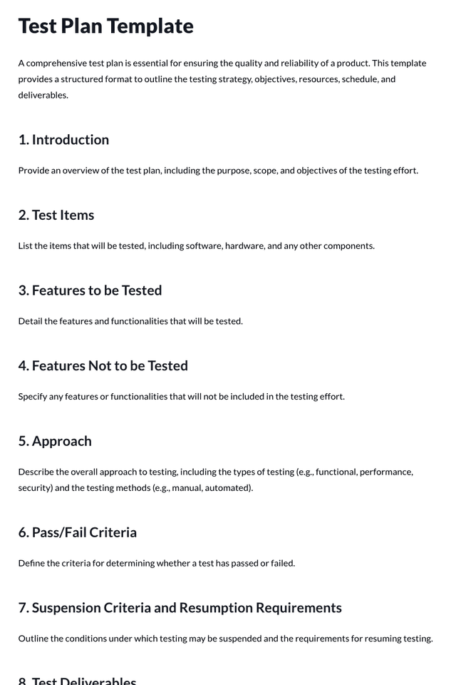 Test Plan Template