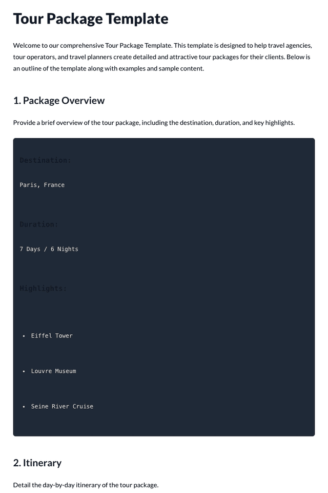 Tour Package Template