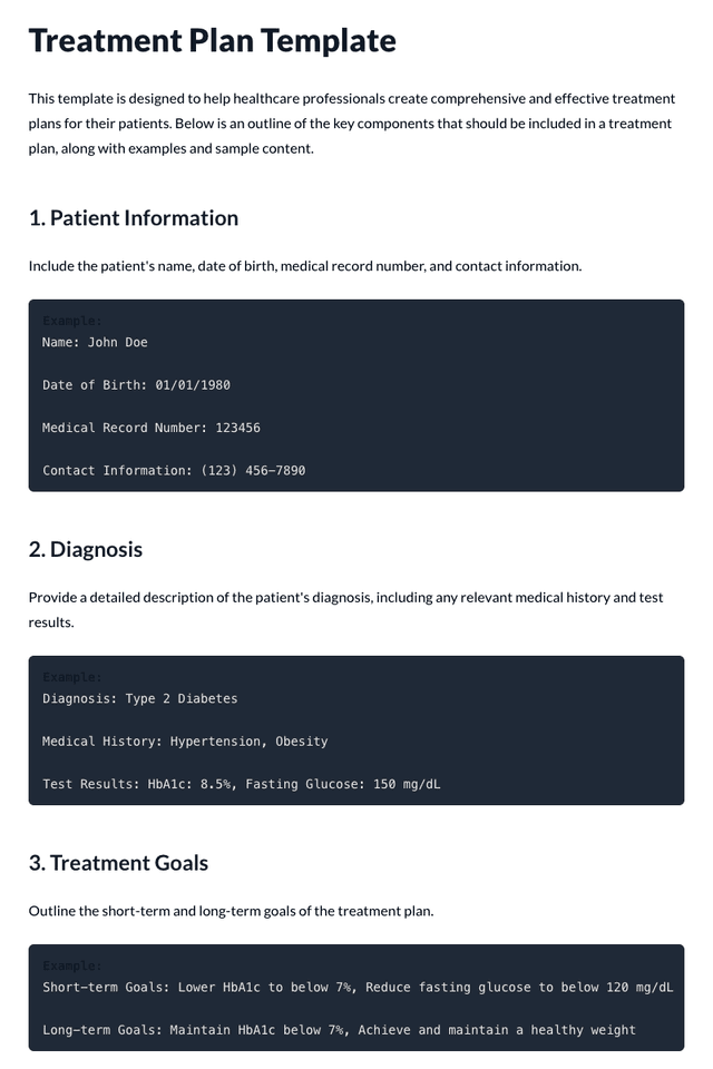 Treatment Plan Template